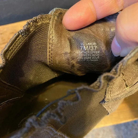 Vince Camuto Brown Sued Leather Upper Wedge High Heels Boots Women Size 7M/37 - Picture 4 of 6